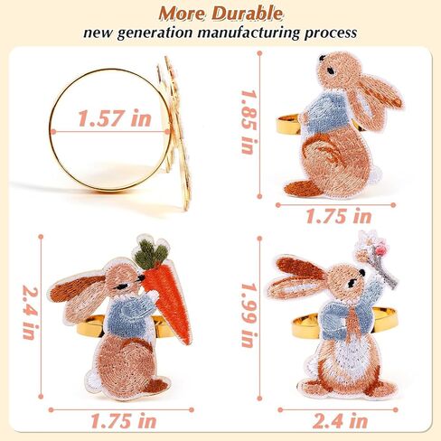 Easter Napkin Rings Set of 8, Rabbit Bunny Napkin Rings Holder, Metal Gold Napkin Rings for Easter Spring Party Dining Table Settings Decor in Saudi Arabia