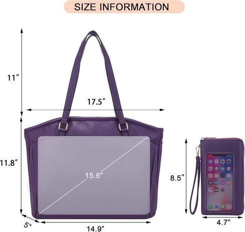 YZAOLL 15.6 Inch Laptop Tote Bag for Women,Lightweight Water-resistant Vegan Leather with Padded Sleeve Multi-Pocket Work Bag in Kuwait