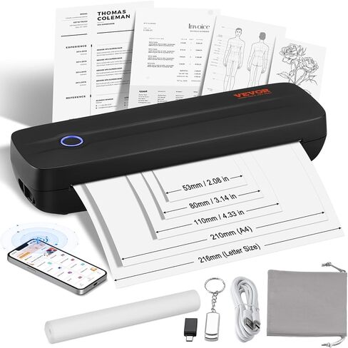 طابعة Vevor Portable Printer - بطارية 2600 مللي أمبير في الساعة ، و 203 نقطة في البوصة ، وطابعة متنقلة من Bluetooth غير المحمول للورق الحراري A4 و A5 و 8.5 "× 11" ، متوافقة مع iOS و Android & Laptop ، مثالية للسفر والمكتب والاستخدام المنزلي in Saudi Arabia