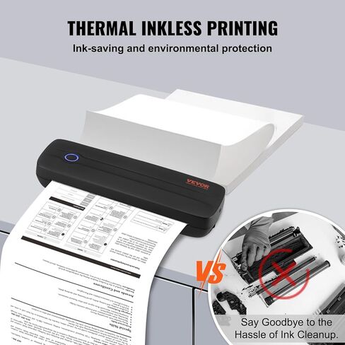 طابعة Vevor Portable Printer - بطارية 2600 مللي أمبير في الساعة ، و 203 نقطة في البوصة ، وطابعة متنقلة من Bluetooth غير المحمول للورق الحراري A4 و A5 و 8.5 "× 11" ، متوافقة مع iOS و Android & Laptop ، مثالية للسفر والمكتب والاستخدام المنزلي in Saudi Arabia