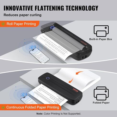 طابعة Vevor Portable Printer - بطارية 2600 مللي أمبير في الساعة ، و 203 نقطة في البوصة ، وطابعة متنقلة من Bluetooth غير المحمول للورق الحراري A4 و A5 و 8.5 "× 11" ، متوافقة مع iOS و Android & Laptop ، مثالية للسفر والمكتب والاستخدام المنزلي in Saudi Arabia
