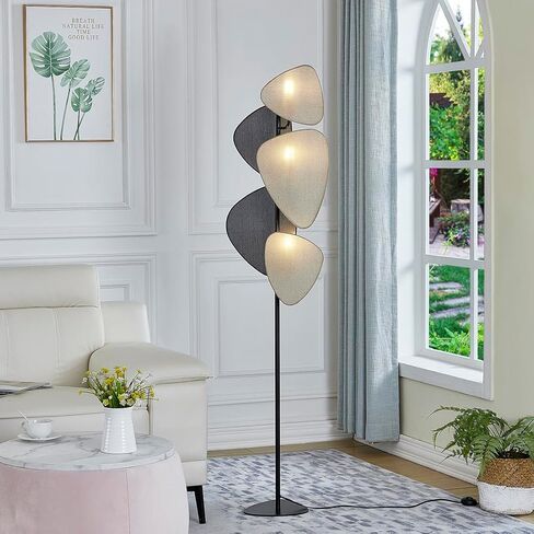 WOXXX Modern Boho Corner Floor Lamp with 5 Weave Shades - Tall Reading Lamp for Living Room, Bedroom, Office (Beige) in Kuwait
