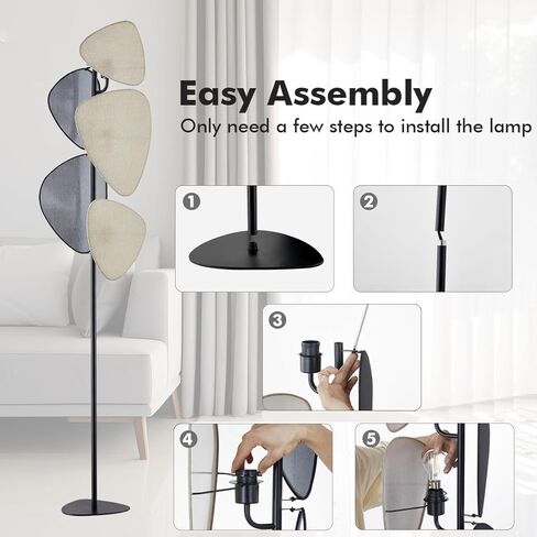 WOXXX Modern Boho Corner Floor Lamp with 5 Weave Shades - Tall Reading Lamp for Living Room, Bedroom, Office (Beige) in Kuwait