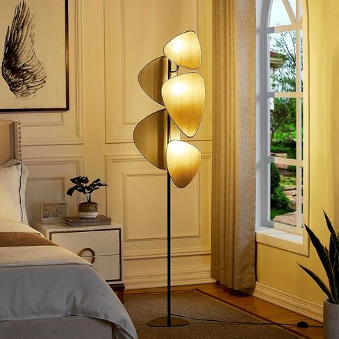 WOXXX Modern Boho Corner Floor Lamp with 5 Weave Shades - Tall Reading Lamp for Living Room, Bedroom, Office (Beige) in Kuwait