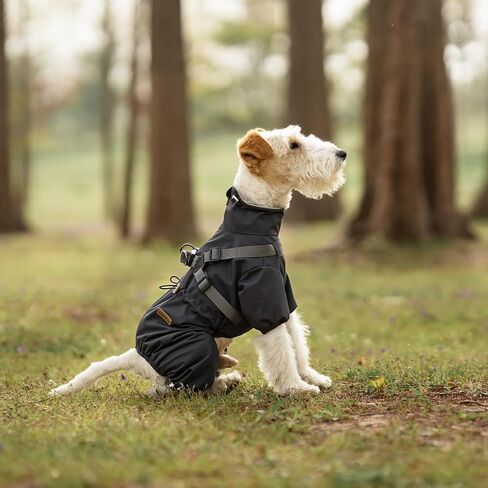 Dog Raincoat with Harness for Medium and Large Dogs, Adjustable Waterproof Dog Rain Jacket,Reflective Rainproof Puppy 4 Legs Raincoat-Grey,4XL in Kuwait