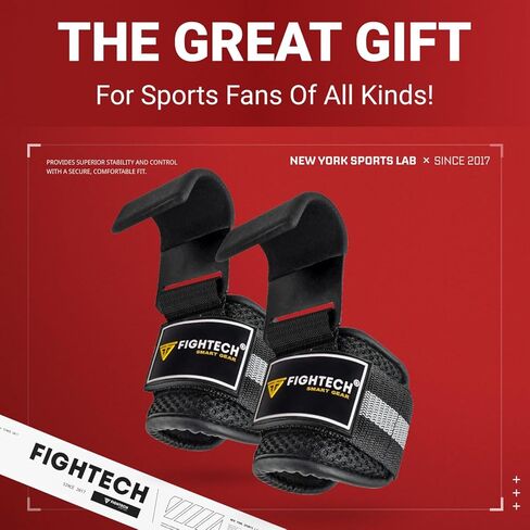 خطافات رفع الأثقال ومقابض سحب من FIGHTECH - خطافات رفع متعددة الاستخدامات مع أشرطة خطافية متينة لدعم خطافات الطاقة، ومقابض رفع معززة لأقصى تدريب على القوة in Kuwait