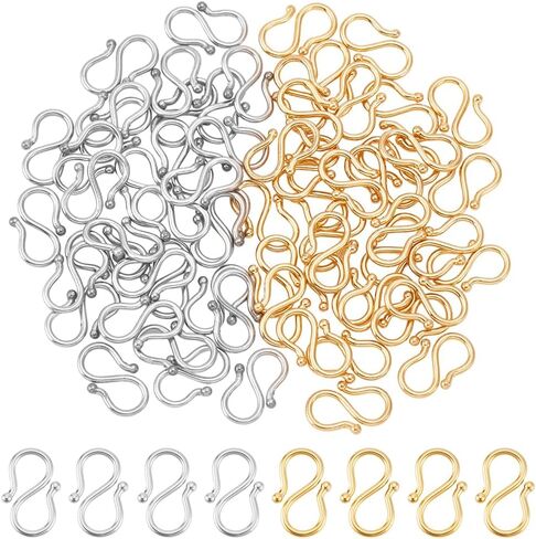 UNICRAFTALE 40Pcs 2 Color 2 Size S-Hook Clasps Stainless Steel Bracelet Clasps Gold Necklace Hook Fastener Clasp S Hook Clasp Connectors S Wire Hooks for Jewelry Making in Saudi Arabia