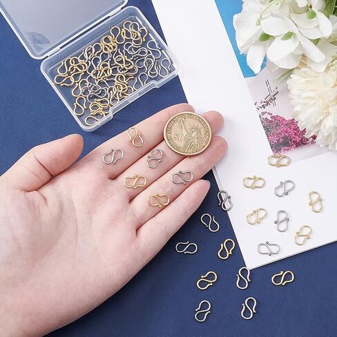 UNICRAFTALE 40Pcs 2 Color 2 Size S-Hook Clasps Stainless Steel Bracelet Clasps Gold Necklace Hook Fastener Clasp S Hook Clasp Connectors S Wire Hooks for Jewelry Making in Saudi Arabia