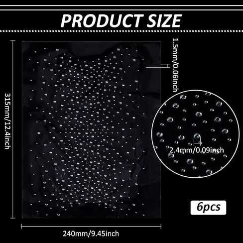 FINGERINSPIRE 6 Sheet Glitter Hotfix Rhinestone Iron on Crystal Rhinestone Decals 2mm 4mm Flat Round Rhinestone Transfers Patches Hot Melt Sparkle Decals for Women Men Clothing DIY Embellishment in Saudi Arabia