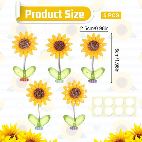 5pcs Sunflower Car Dashboard Decorations Bobblehead Sunflowers Car Ornament Dozy Hoome Mozy Home عباد الشمس للسيارات الداخلية للنساء ، للسيارات اللطيفة للسيارات الداخلية الحلي المكتبية in Kuwait