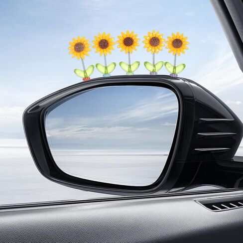 5pcs Sunflower Car Dashboard Decorations Bobblehead Sunflowers Car Ornament Dozy Hoome Mozy Home عباد الشمس للسيارات الداخلية للنساء ، للسيارات اللطيفة للسيارات الداخلية الحلي المكتبية in Kuwait