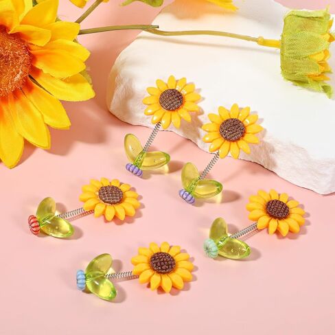 5pcs Sunflower Car Dashboard Decorations Bobblehead Sunflowers Car Ornament Dozy Hoome Mozy Home عباد الشمس للسيارات الداخلية للنساء ، للسيارات اللطيفة للسيارات الداخلية الحلي المكتبية in Kuwait
