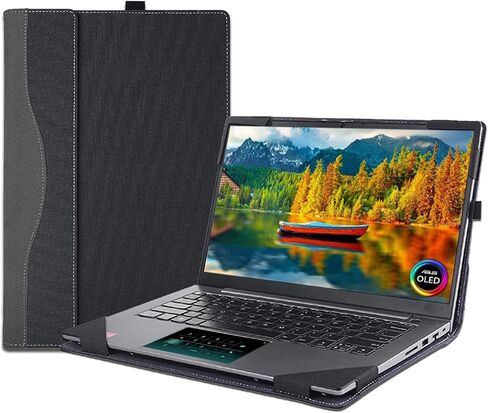 Asus Zenbook 14 Case Cover - OLED & Flip OLED Notebook Sleeve, PU Leather Bag Protection Shell with Pen Holder and Heat Dissipation Hole (Wine Red) in Saudi Arabia