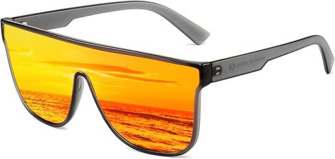 Dollger Square Oversized Sunglasses for Women Men, Womens Fashion Lens Flat Top Shield,Sunglasses Womens Trendy（Brown） in Saudi Arabia