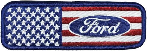 Ford Stars and Stripes Logo Patch 4.5 بوصة × 1.5 بوصة | رقعة ختم الحرارة للملابس ، سترة جان ، حقيبة ظهر سوداء ، قبعة ، سترات ، وأكثر من ذلك in Kuwait