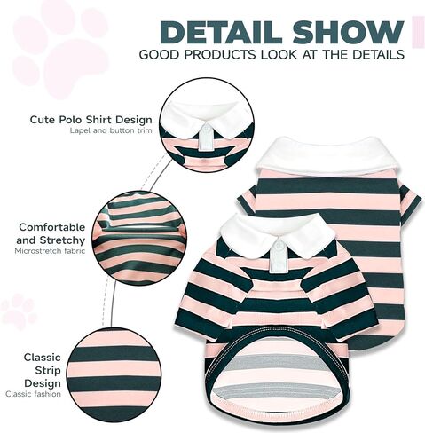 baejmjk لطيف الكلب قميص بوي فتاة الكلب الملابس مخططة t-shirt t-shirt للكلاب الصغيرة المتوسطة القطط ناعم التنفس جرو جرو (الأزرق البحرية ، x-small) in Kuwait