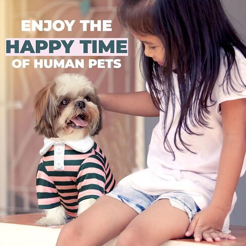 baejmjk لطيف الكلب قميص بوي فتاة الكلب الملابس مخططة t-shirt t-shirt للكلاب الصغيرة المتوسطة القطط ناعم التنفس جرو جرو (الأزرق البحرية ، x-small) in Kuwait