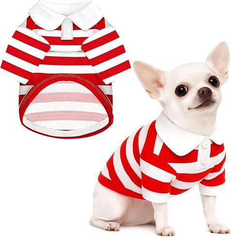 baejmjk لطيف الكلب قميص بوي فتاة الكلب الملابس مخططة t-shirt t-shirt للكلاب الصغيرة المتوسطة القطط ناعم التنفس جرو جرو (الأزرق البحرية ، x-small) in Kuwait