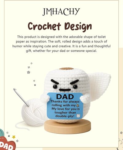 Dad Crochet Gift - Handmade Crochet Poo Doll, Father Gifts for Birthday Anniversary Valentine from Daughter Son Wife, Funny Gift for Bonus Dad Step Father, Emotional Positive Cute Decor in Kuwait