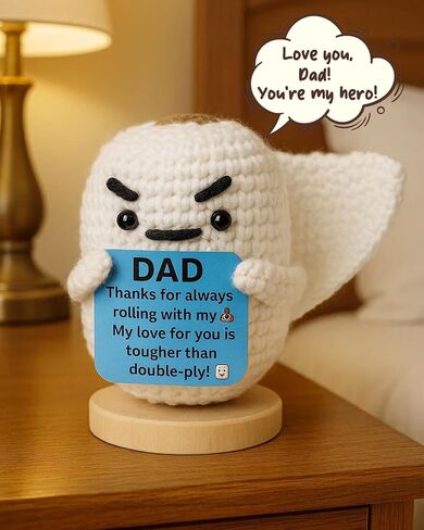 Dad Crochet Gift - Handmade Crochet Poo Doll, Father Gifts for Birthday Anniversary Valentine from Daughter Son Wife, Funny Gift for Bonus Dad Step Father, Emotional Positive Cute Decor in Kuwait