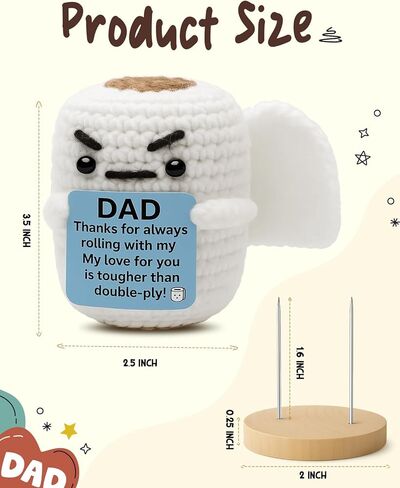 Dad Crochet Gift - Handmade Crochet Poo Doll, Father Gifts for Birthday Anniversary Valentine from Daughter Son Wife, Funny Gift for Bonus Dad Step Father, Emotional Positive Cute Decor in Kuwait
