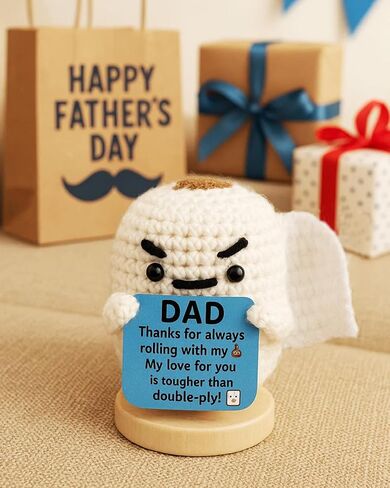 Dad Crochet Gift - Handmade Crochet Poo Doll, Father Gifts for Birthday Anniversary Valentine from Daughter Son Wife, Funny Gift for Bonus Dad Step Father, Emotional Positive Cute Decor in Kuwait