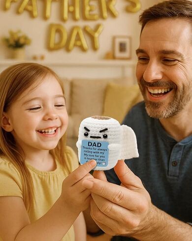 Dad Crochet Gift - Handmade Crochet Poo Doll, Father Gifts for Birthday Anniversary Valentine from Daughter Son Wife, Funny Gift for Bonus Dad Step Father, Emotional Positive Cute Decor in Kuwait