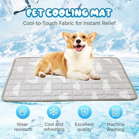 Dog Cooling Mat, 2025 New Pet Ice Silk Mat, Pet Cooling Mat Ice Silk Coolings Mats for Dogs & Cats, with Non-Slip & Foldable Summer Reusable Pets Cool Mats (Blue, 35.5 * 23.6 inches) in Saudi Arabia