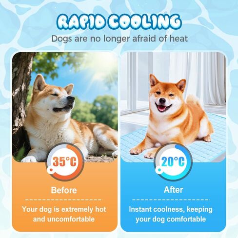 Dog Cooling Mat, 2025 New Pet Ice Silk Mat, Pet Cooling Mat Ice Silk Coolings Mats for Dogs & Cats, with Non-Slip & Foldable Summer Reusable Pets Cool Mats (Blue, 35.5 * 23.6 inches) in Saudi Arabia