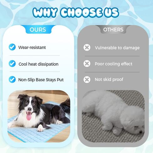 Dog Cooling Mat, 2025 New Pet Ice Silk Mat, Pet Cooling Mat Ice Silk Coolings Mats for Dogs & Cats, with Non-Slip & Foldable Summer Reusable Pets Cool Mats (Blue, 35.5 * 23.6 inches) in Saudi Arabia