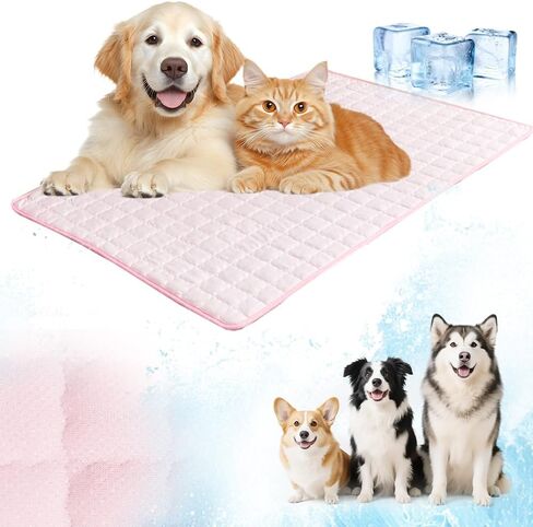 Dog Cooling Mat, 2025 New Pet Ice Silk Mat, Pet Cooling Mat Ice Silk Coolings Mats for Dogs & Cats, with Non-Slip & Foldable Summer Reusable Pets Cool Mats (Blue, 35.5 * 23.6 inches) in Saudi Arabia