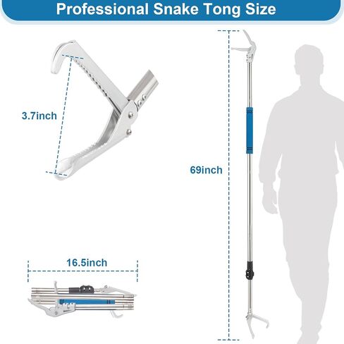 Snake Grabber Tool,Snake Tongs 69 Inch Reptile Tongs Long Reach Grabber Stainless Steel Sponge Handle Wide Jaw (Yellow) in Saudi Arabia