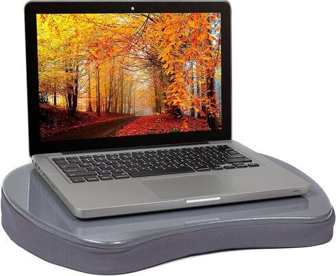 طاولة سرير المكتب الصغيرة المصغرة مع رغوة الذاكرة - الأزرق - العمل من الصفحة الرئيسية - صينية لابتيك لاب - مكتب سفر محمول - رائع لقراءة تلوين كتابة على أريكة السرير - مقبض in Kuwait