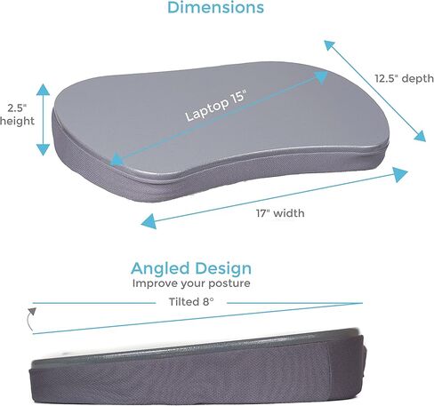 طاولة سرير المكتب الصغيرة المصغرة مع رغوة الذاكرة - الأزرق - العمل من الصفحة الرئيسية - صينية لابتيك لاب - مكتب سفر محمول - رائع لقراءة تلوين كتابة على أريكة السرير - مقبض in Kuwait