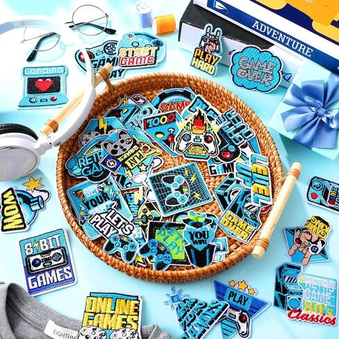 48 PCS Sun Iron on Patches Diy Patches Sun Patches Seil on Desterfered for Clothing Jeans Backpacks Hat Jacket Diy Craft in Kuwait