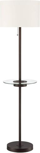 360 Lighting Caper Modern Floor Lamp with Tray Table USB and AC Power Outlet in Base 60.5" Tall Bronze Metal Off White Fabric Drum Shade for Living Room Reading House Bedroom in Saudi Arabia