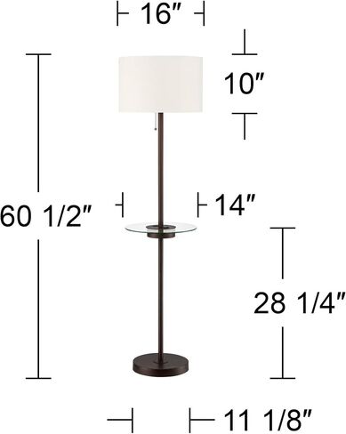360 Lighting Caper Modern Floor Lamp with Tray Table USB and AC Power Outlet in Base 60.5" Tall Bronze Metal Off White Fabric Drum Shade for Living Room Reading House Bedroom in Saudi Arabia