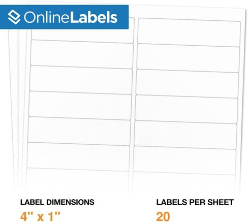 Customizable Address Labels - 4 x 1 - Permanent, White Matte - Mailing, Barcode Labels - Pack of 2,000 Labels, 100 Sheets - Inkjet/Laser Printers - Online Labels in Saudi Arabia