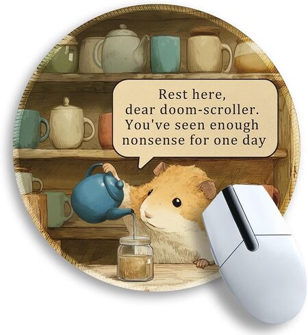 Gctriki Anime Black Cat Mouse Pad, Cute Computer Mouse Pads for Desk, Funny Round Mousepad for Laptop Gaming Stitched Edge Non-Slip Rubber Base Cute Green Home Office Desk Accessories Decor for Women in Kuwait