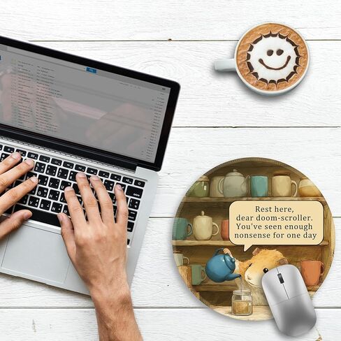 Gctriki Anime Black Cat Mouse Pad, Cute Computer Mouse Pads for Desk, Funny Round Mousepad for Laptop Gaming Stitched Edge Non-Slip Rubber Base Cute Green Home Office Desk Accessories Decor for Women in Kuwait