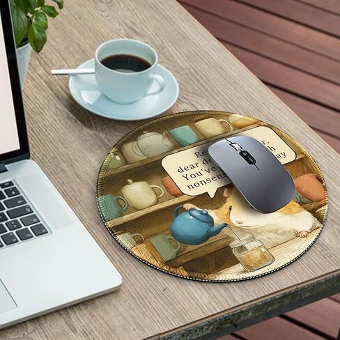 Gctriki Anime Black Cat Mouse Pad, Cute Computer Mouse Pads for Desk, Funny Round Mousepad for Laptop Gaming Stitched Edge Non-Slip Rubber Base Cute Green Home Office Desk Accessories Decor for Women in Kuwait