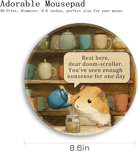 Gctriki Anime Black Cat Mouse Pad, Cute Computer Mouse Pads for Desk, Funny Round Mousepad for Laptop Gaming Stitched Edge Non-Slip Rubber Base Cute Green Home Office Desk Accessories Decor for Women in Kuwait