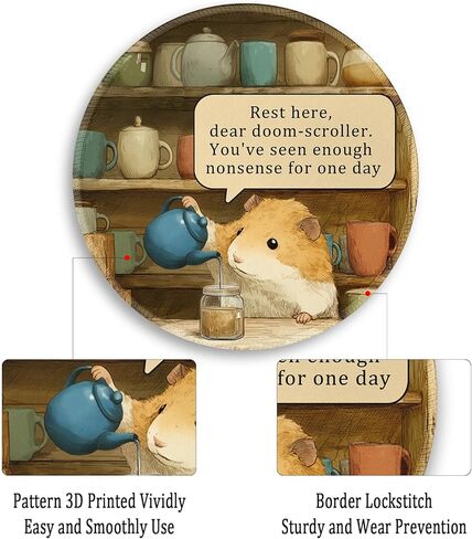 Gctriki Anime Black Cat Mouse Pad, Cute Computer Mouse Pads for Desk, Funny Round Mousepad for Laptop Gaming Stitched Edge Non-Slip Rubber Base Cute Green Home Office Desk Accessories Decor for Women in Kuwait