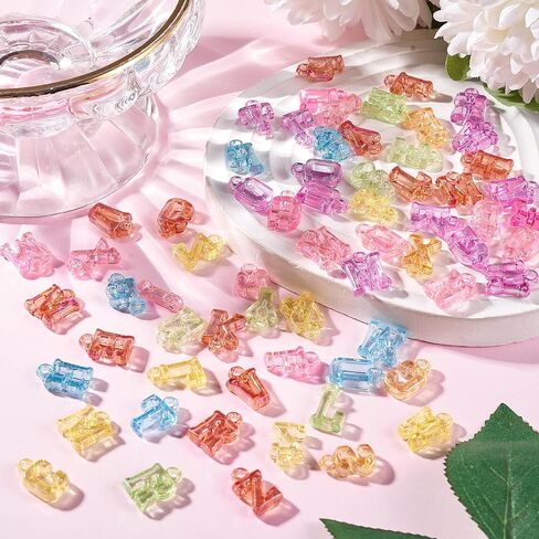 UR URLIFEHALL 1100 PCS أحرف أولية سحر الشفافة الشفافة أكريليك تشامز الأبجدية سحر AB مطلية لصنع المجوهرات DIY in Kuwait