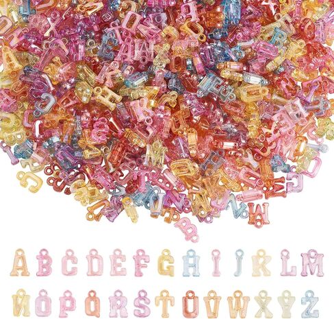 UR URLIFEHALL 1100 PCS أحرف أولية سحر الشفافة الشفافة أكريليك تشامز الأبجدية سحر AB مطلية لصنع المجوهرات DIY in Kuwait