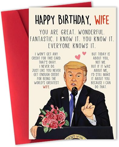Funny Birthday Card Gift for Wife, Unique Wife Birthday Cards Gifts from Husband, Sweet Valentine's Day Gifts for Her, Unique Anniversary Card, Trump Love Card for Women in Kuwait