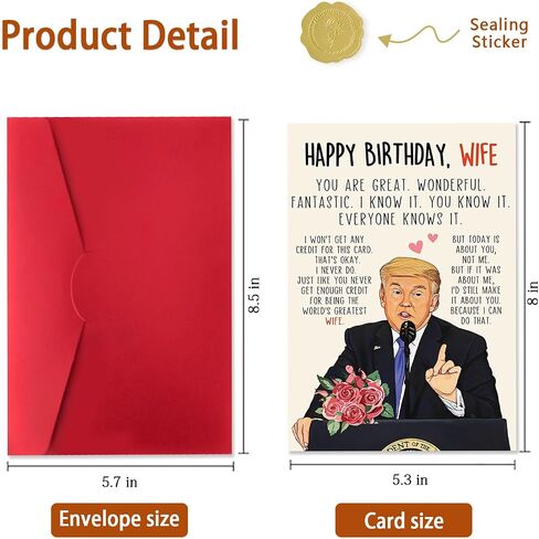 Funny Birthday Card Gift for Wife, Unique Wife Birthday Cards Gifts from Husband, Sweet Valentine's Day Gifts for Her, Unique Anniversary Card, Trump Love Card for Women in Kuwait