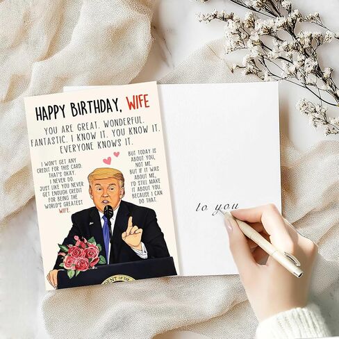 Funny Birthday Card Gift for Wife, Unique Wife Birthday Cards Gifts from Husband, Sweet Valentine's Day Gifts for Her, Unique Anniversary Card, Trump Love Card for Women in Kuwait