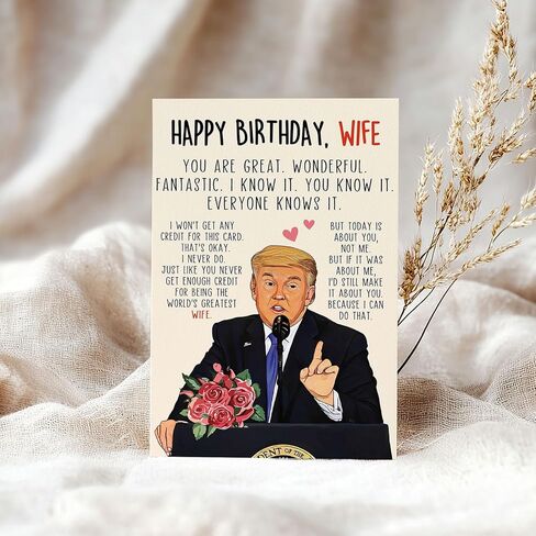Funny Birthday Card Gift for Wife, Unique Wife Birthday Cards Gifts from Husband, Sweet Valentine's Day Gifts for Her, Unique Anniversary Card, Trump Love Card for Women in Kuwait