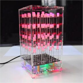 Soldering Practice Kit - 4x4x4 LED Color Light Cube Electronics DIY Project for Children Students
